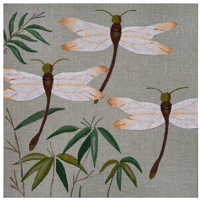 click here to view larger image of Dragonflies and Bamboo (hand painted canvases)