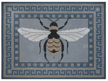 click here to view larger image of Bee w/Gray Borders (hand painted canvases)