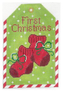 click here to view larger image of Gift Tag - First Christmas Red Booties (hand painted canvases)