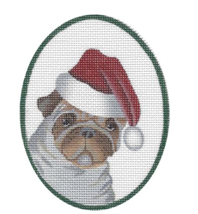 click here to view larger image of Pug w/Santa Hat (hand painted canvases)