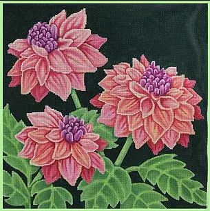 click here to view larger image of Dahlias w/White Background (hand painted canvases)