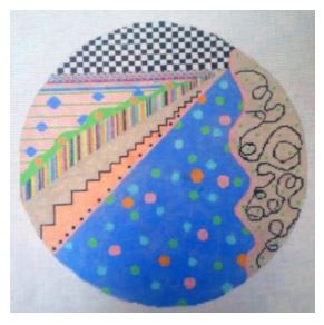 click here to view larger image of Round Ornament - Scribbling/Dots (hand painted canvases)