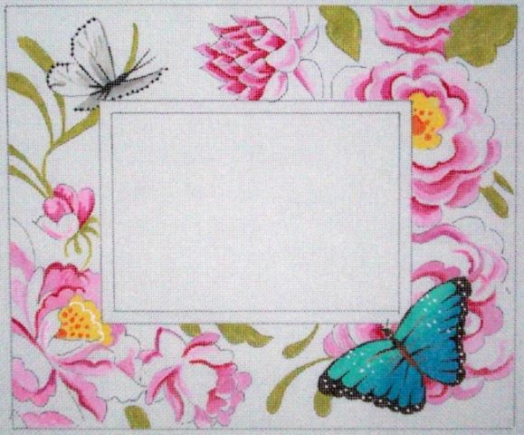 click here to view larger image of Pink Floral with Butterflies Frame (hand painted canvases)