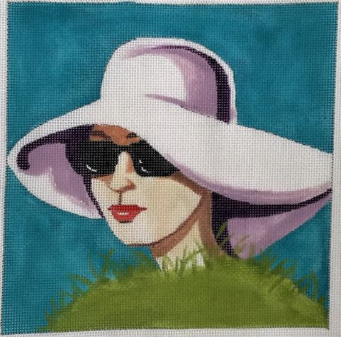 click here to view larger image of Lady in White Hat (hand painted canvases)