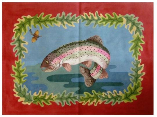 click here to view larger image of Trout Rug (hand painted canvases)