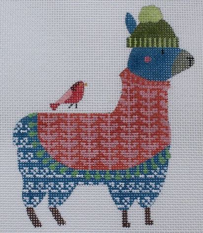 click here to view larger image of Winter Wear Llama  (hand painted canvases)