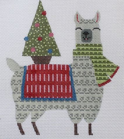 click here to view larger image of Christmas Tree Llama  (hand painted canvases)