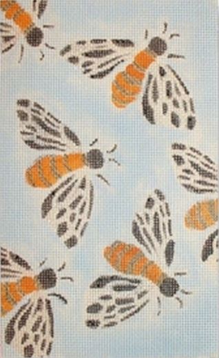 click here to view larger image of Bees - Blue Background (hand painted canvases)