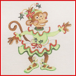 click here to view larger image of Dancing Monkey in Green Tutu (hand painted canvases)
