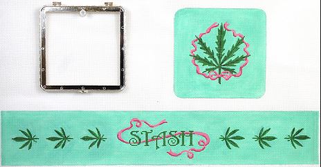 click here to view larger image of Large Square Weed Stash Box (hand painted canvases 2)
