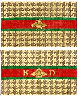 click here to view larger image of Clutch - Houndstooth w/Gucci Stripe and Bee (hand painted canvases 2)