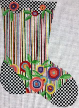 click here to view larger image of Stripes Stocking (hand painted canvases)