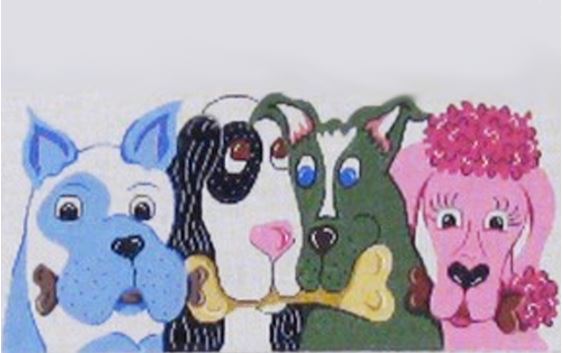 click here to view larger image of Clutch Purse - Colorful Dogs (hand painted canvases)