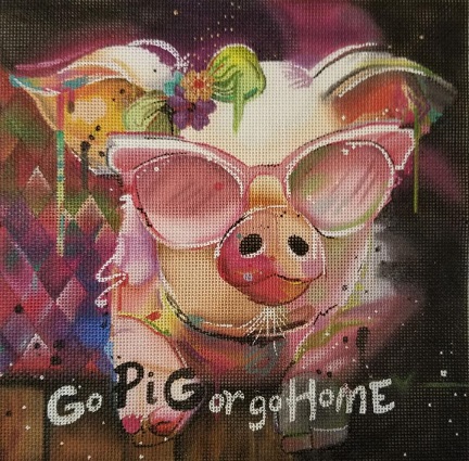 click here to view larger image of Go Pig or Go Home (hand painted canvases)