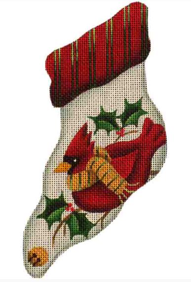 click here to view larger image of Cardinal Mini Sock (hand painted canvases)