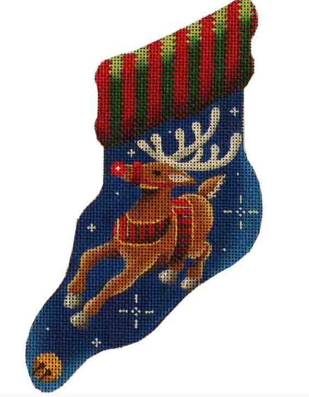click here to view larger image of Reindeer Mini Sock (hand painted canvases)