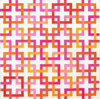 click here to view larger image of Interlocking Squares - Pinks/Oranges on White (hand painted canvases 2)