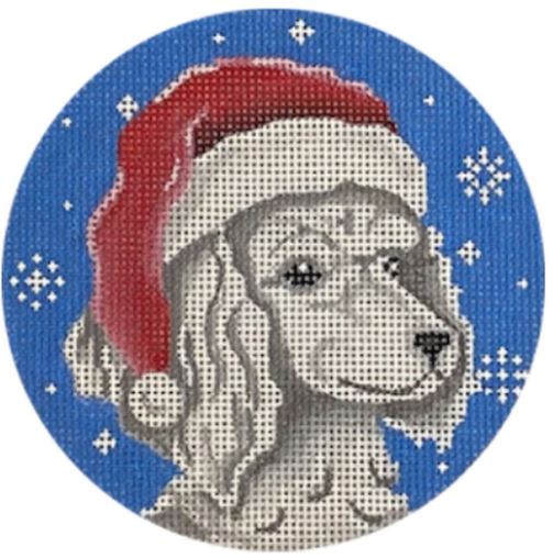 click here to view larger image of White Poodle Santa Dog (hand painted canvases)