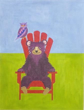 click here to view larger image of Bear on an Adirondack Chair (hand painted canvases)