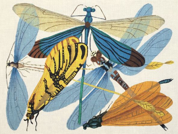 click here to view larger image of Vintage Winged Insects (hand painted canvases)