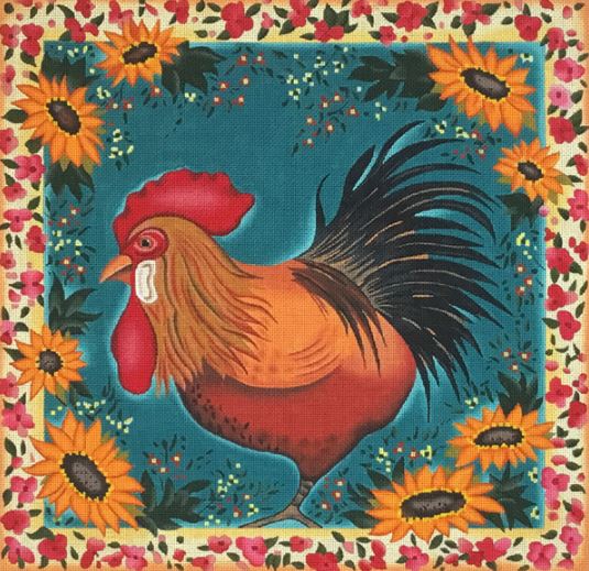 click here to view larger image of Sunflower Rooster (hand painted canvases)