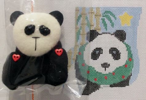 click here to view larger image of Panda/Wreath w/Panda (hand painted canvases)