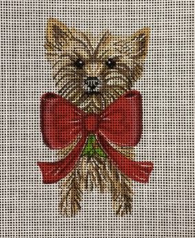 click here to view larger image of Holiday Yorkie Ornament (hand painted canvases)
