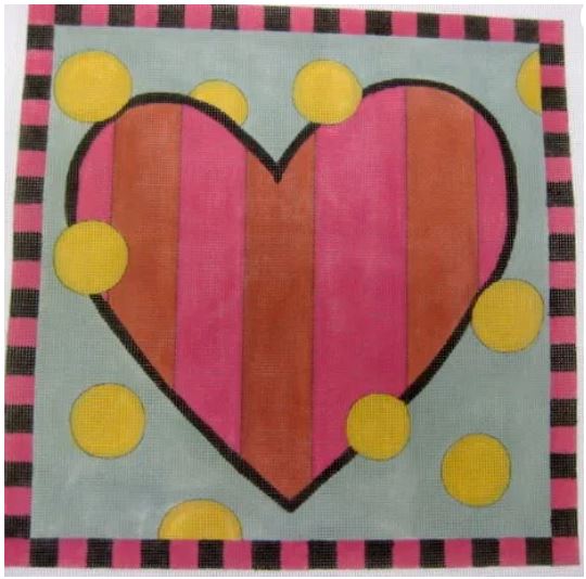 click here to view larger image of Striped Heart (hand painted canvases)