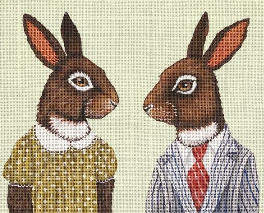 click here to view larger image of Bunny Couple (hand painted canvases)