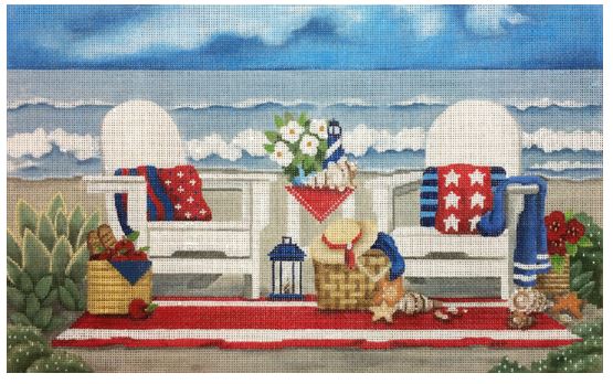 click here to view larger image of Red White and Blue Beach (hand painted canvases)