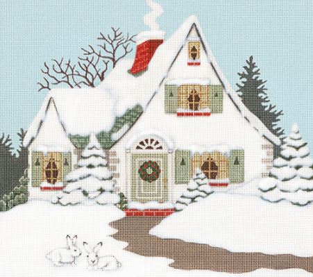 click here to view larger image of Winter White House (hand painted canvases)