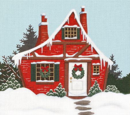 click here to view larger image of Winter Red House (hand painted canvases)