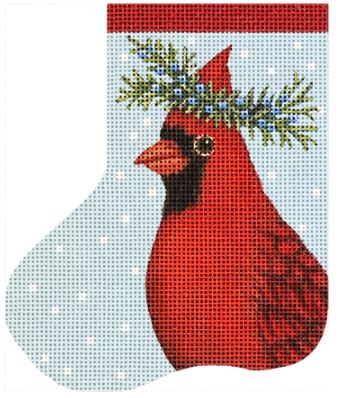 click here to view larger image of Cardinal Mini Sock w/Rosemary (hand painted canvases)