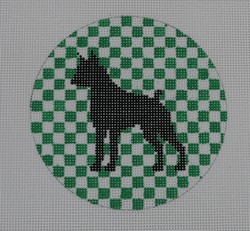 click here to view larger image of Boxer on Emerald Green Check (hand painted canvases)