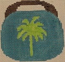 click here to view larger image of Palm Tree on Teal (hand painted canvases)