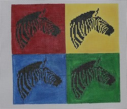 click here to view larger image of Multicolor Zebra 4 Square (hand painted canvases)