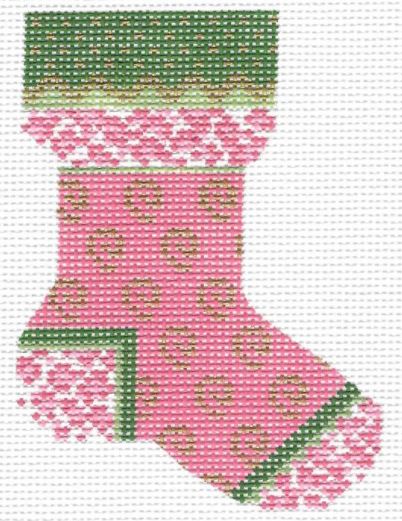 click here to view larger image of Pink Leopard Sock (hand painted canvases)