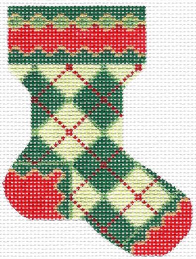 click here to view larger image of Christmas Argyle Sock (hand painted canvases)