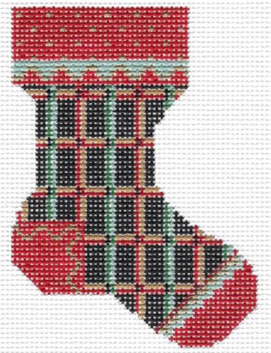 click here to view larger image of Christmas Plaid Sock (hand painted canvases)