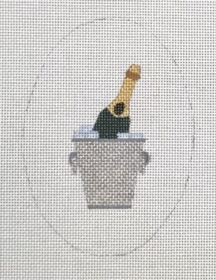 click here to view larger image of Champagne Oval Ornament (hand painted canvases)