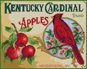 click here to view larger image of Kentucky Cardinal Apples (hand painted canvases)