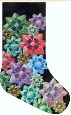 click here to view larger image of Bow Stocking (hand painted canvases)