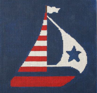 click here to view larger image of US Flag Boat (hand painted canvases)