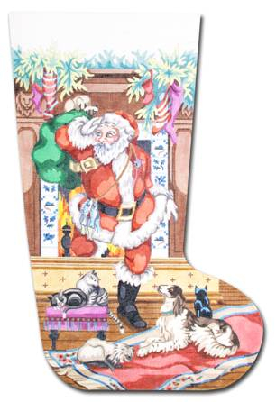 click here to view larger image of Santa w/Dogs and Cat (hand painted canvases)