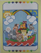 click here to view larger image of Noah & Company Birth Sampler (hand painted canvases)