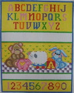 click here to view larger image of Bear and Pig Birth Sampler (hand painted canvases)
