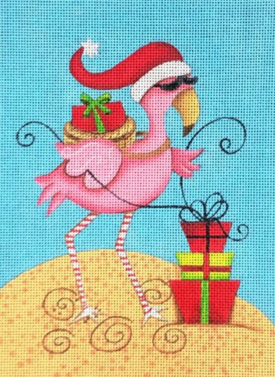 click here to view larger image of Flamingo w/Background (hand painted canvases)