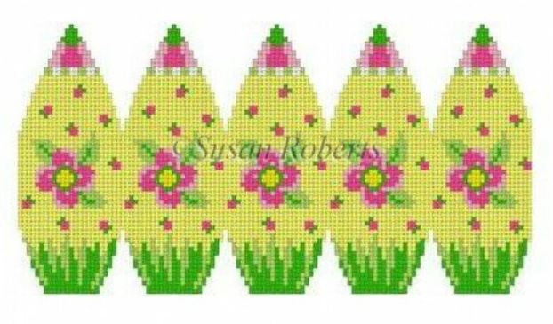 click here to view larger image of Pink Floral 3D Stand-Up Egg   (hand painted canvases)