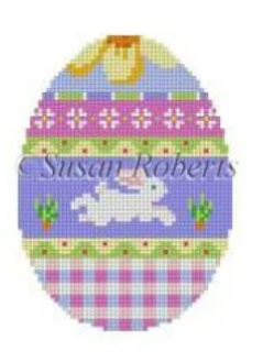 click here to view larger image of Bunny Over Plaid Egg   (hand painted canvases)
