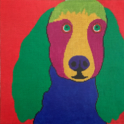click here to view larger image of Long Ear Dog on Red 8x8 (hand painted canvases)